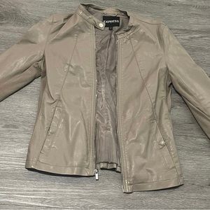 Express faux beige leather jacket